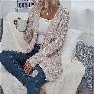 Dusty Pink Popcorn Knit Cardigan